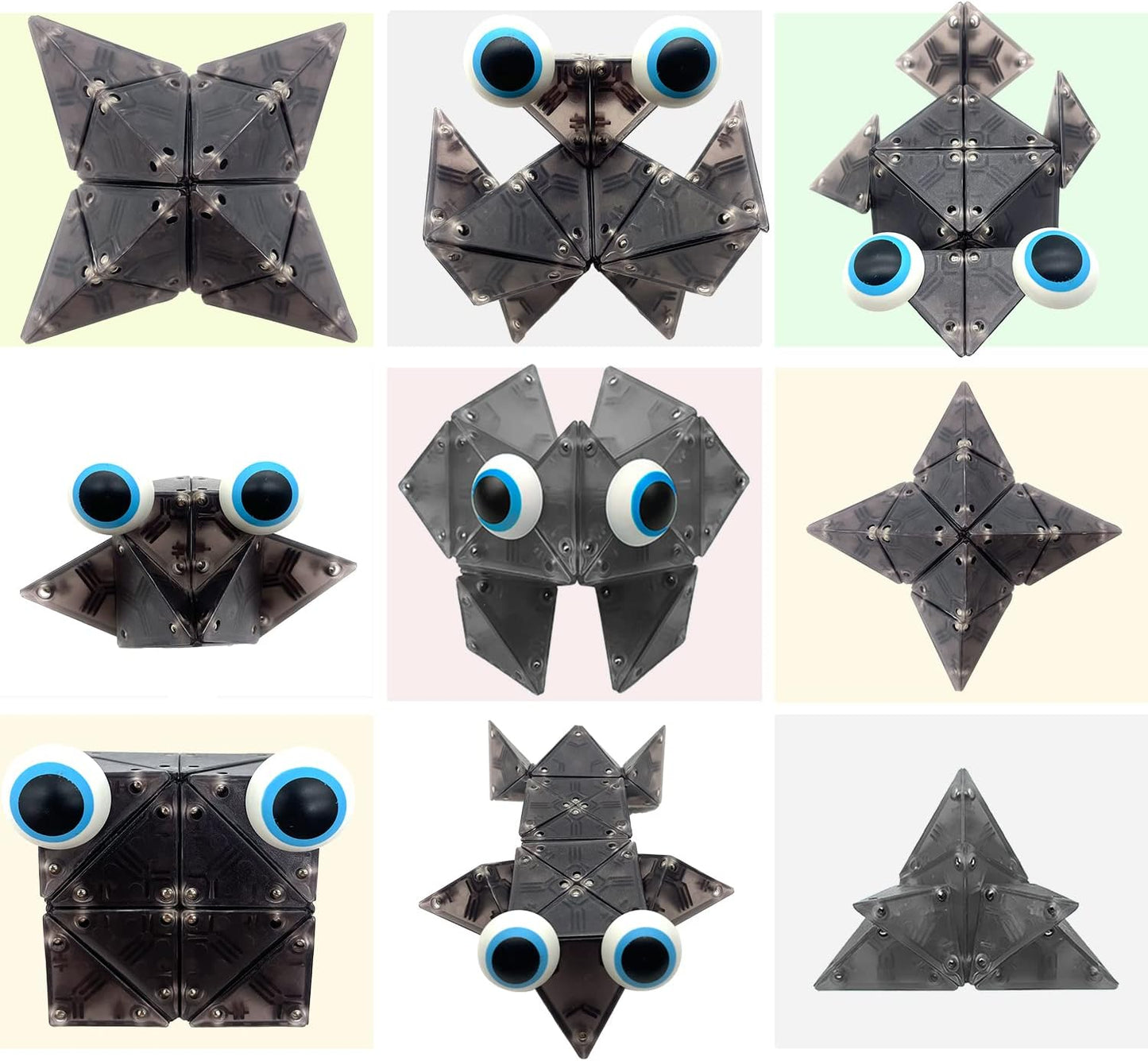 Magnetic Fidget Toys Desk Decor for Stress Relief, 22 Pcs Triangle Puzzle Magnet Fidget Balls Building Blocks for Teens & Adults, Girls, Boys (Black)