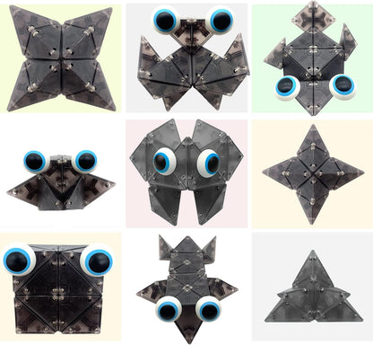 Magnetic Fidget Toys Desk Decor for Stress Relief, 22 Pcs Triangle Puzzle Magnet Fidget Balls Building Blocks for Teens & Adults, Girls, Boys (Black)