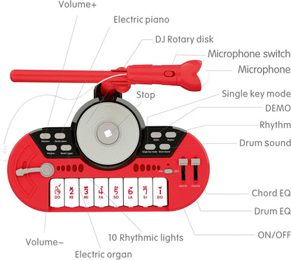 Girls DJ Mixer Piano Toys - Piano for Baby 1 2 3 Years Old 8 Keys Keyboard Learning Musical Instruments for Toddlers 1-3 Birthday Gifts Toy Piano with Microphone