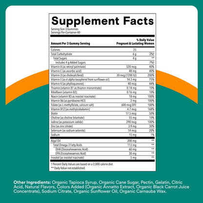 SmartyPants Prenatal Multivitamin Gummies - Improved Formula: Omega 3 (DHA/EPA), Methylfolate
