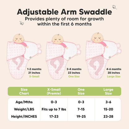 3-Pack Organic Baby Swaddle Sleep Sacks - Swaddles for Newborns, Infant 0-3 Months, Baby Girls