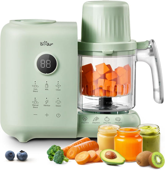 Bear Baby Food Maker with Two Layer Steam Baskets, Multifunction Baby Food Processor Steamer Puree