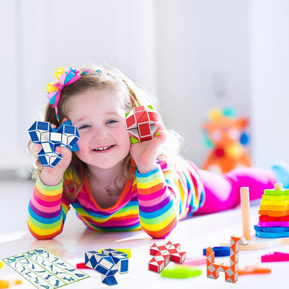 35 Pack 24 Blocks Fidget Snake Cube Mini Twist Puzzle Snake Cube Valentine's day Toys Mini Magic Snake Speed Cubes Filler for Toy for Kids Party Bags Suitable for Children's Classroom Rewards
