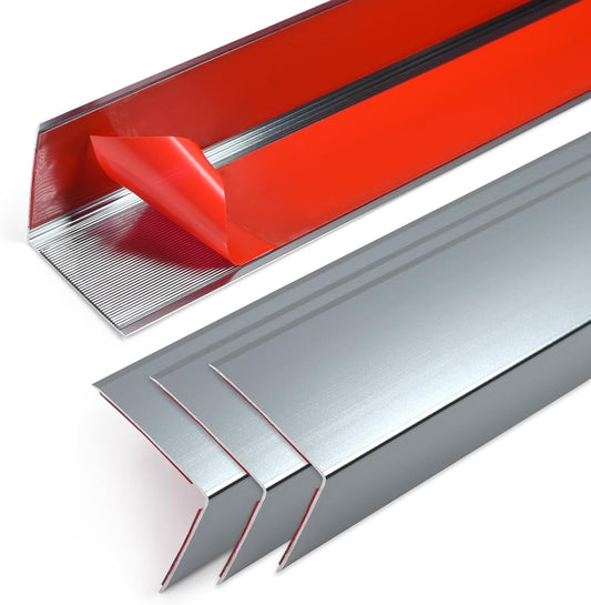 4PCS 45" Aluminum Metal Corner Protectors, Self Adhesive Corner Guards, Metal Wall Edge Protector Strip, Furniture Corner Protectors, Wall Cabinet Baseboard Decoration 45" x 2" (Gray Blue)