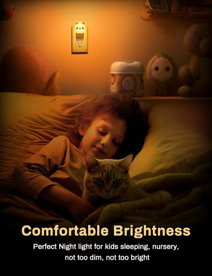 Cat Night Lights Plug Into Wall [2 Pack], Cute Night Light for Kids, 8-Color RGB LED Night Light, Nightlight with Dusk to Dawn Sensor for Kids Room, Bathroom, Bedroom Décor, Children Gift