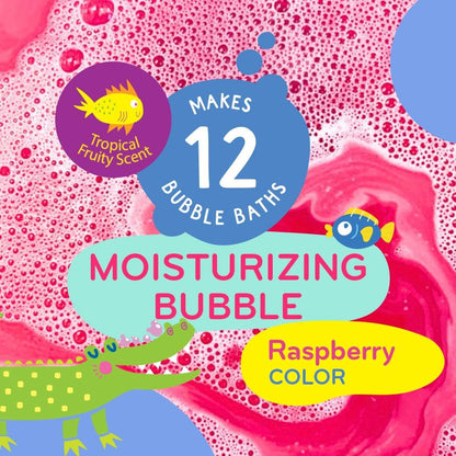 Mobi Little Whale Bubble Bath, Tropical Fruity Raspberry Scent Kids Body Wash, Gentle Moisturizing