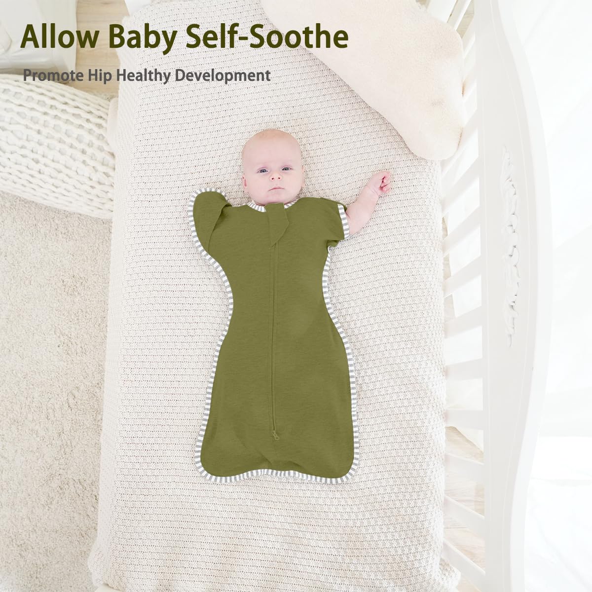 Transition Swaddle 0-3 Months Arms up Swaddles, 2-Pack Newborn Swaddles Sleep Sack 0-3 Months with 2-Way Zipper Arms in/Out 100% Cotton 0.8 Tog Baby Swaddle Sack for Boy (Small 5-14lbs)
