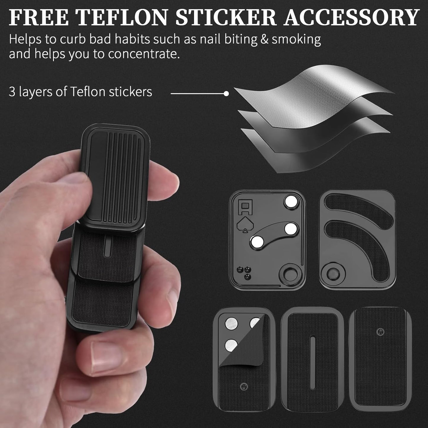 Metal Fidget Toys Gift Pack, Fidget Slider Haptic Coin EDC Fidget Toy for Adults, Home Office Executive Desk Toys Gift for Him, Helps Relieve ADHD/ADD/Autism (Black)