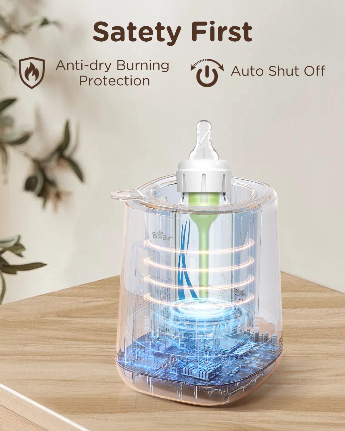 Bear Baby Bottle Warmer, Milk Warmer Breastmilk Bag Formula Fast Warming for New Born Baby Bottles