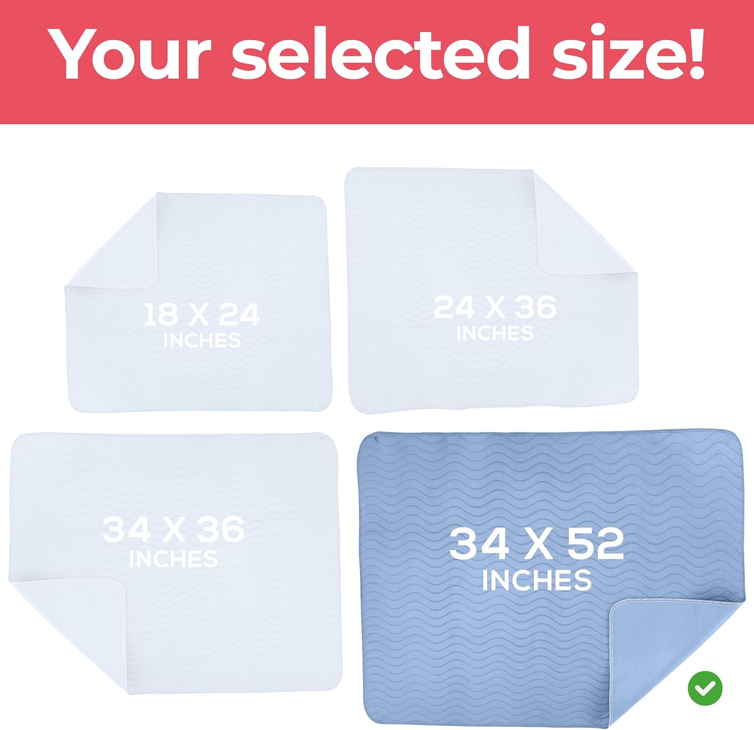 Utopia Bedding Washable Underpads 34" x 52" (Pack of 4), Waterproof Reusable Heavy Absorbency