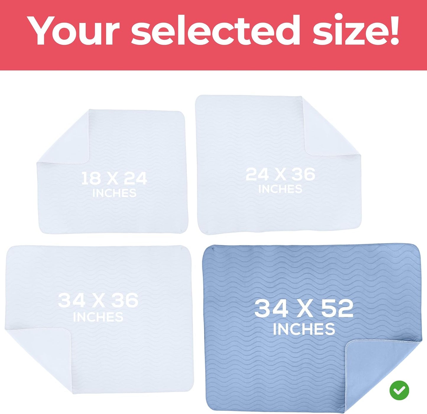Utopia Bedding Washable Underpads 34" x 52" (Pack of 2), Waterproof Reusable Heavy Absorbency