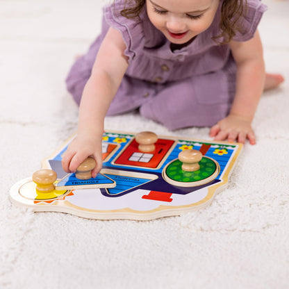 Melissa & Doug First Shapes Jumbo Knob Puzzle, Wooden Peg Puzzle for Toddlers, Educational Toy for