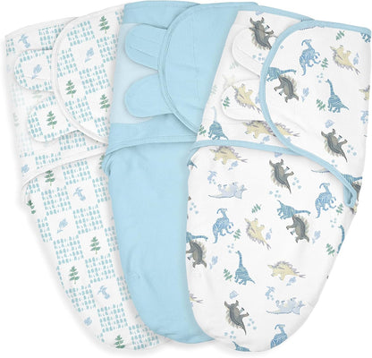 Baby Swaddle Sacks, 3-Pack Newborn Organic Cotton Swaddle Wrap, Adjustable Swaddling Blankets