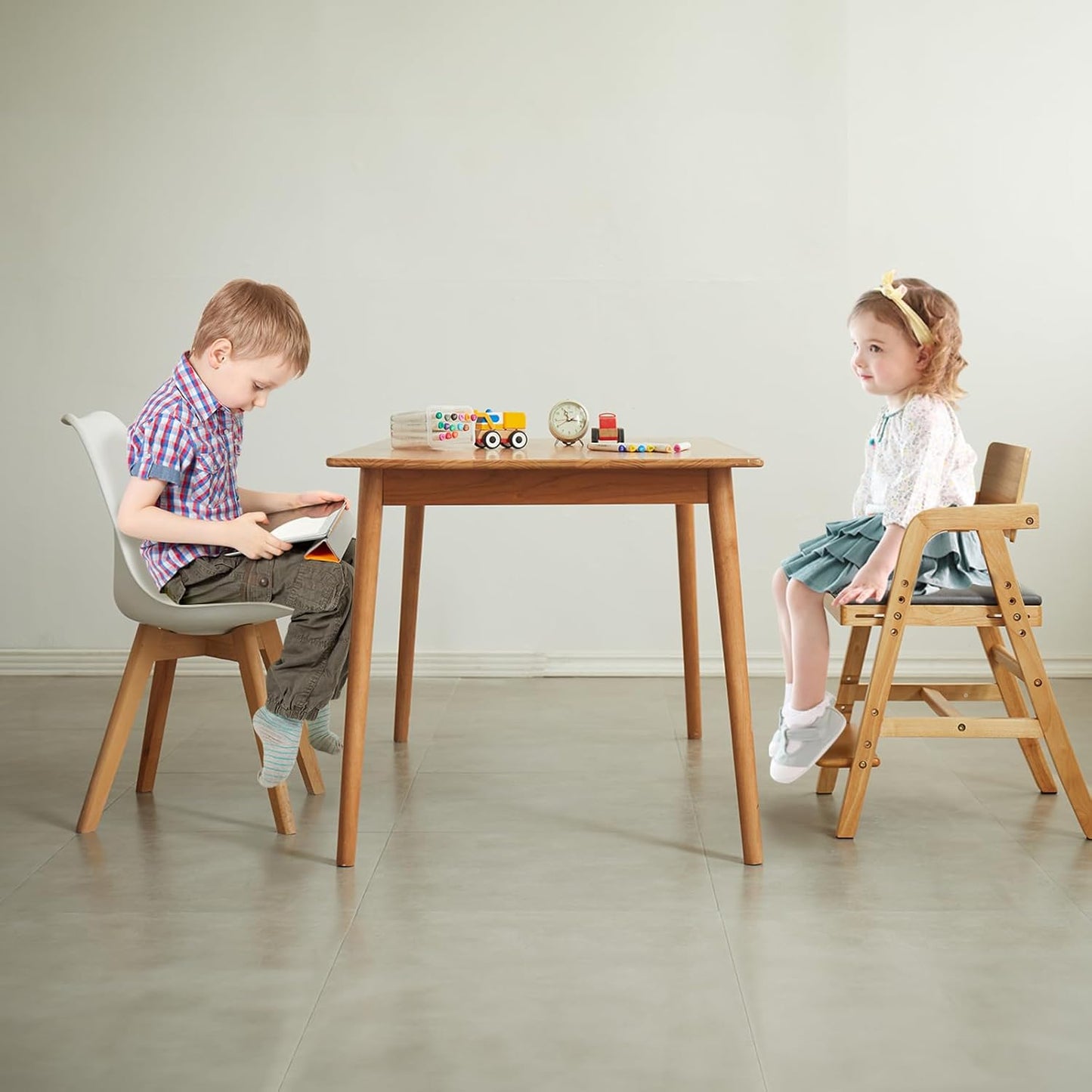 Solid Wood high Chairs for Toddlers,High Chair Grows with Kid for Dining, Study Chair for Children