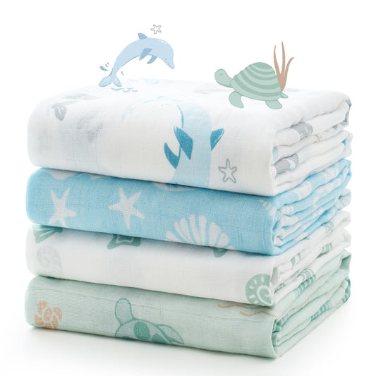 Momcozy Muslin Swaddle Blankets, 4-Pack, Large 47"x47", Breathable
