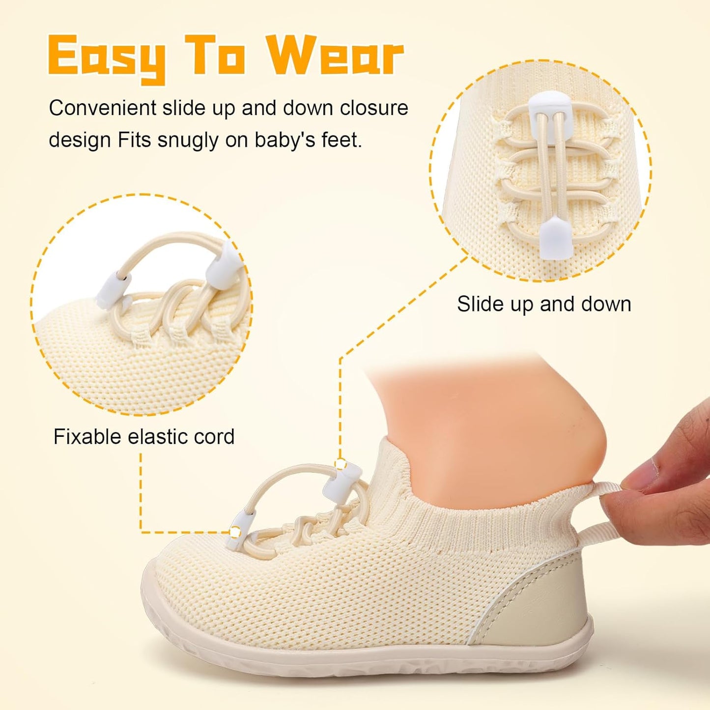 FEETCITY Baby Shoes Boys Girls First Walking Shoes Lightweight Infant Sneakers Slip On Shoe