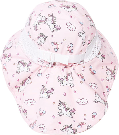 CHUNG Baby Sun Protection Hat Summer Toddler Adjustable UPF 50+ Wide Brim Neck Flap Beach Caps Boys Girls 1-12 Years Kids