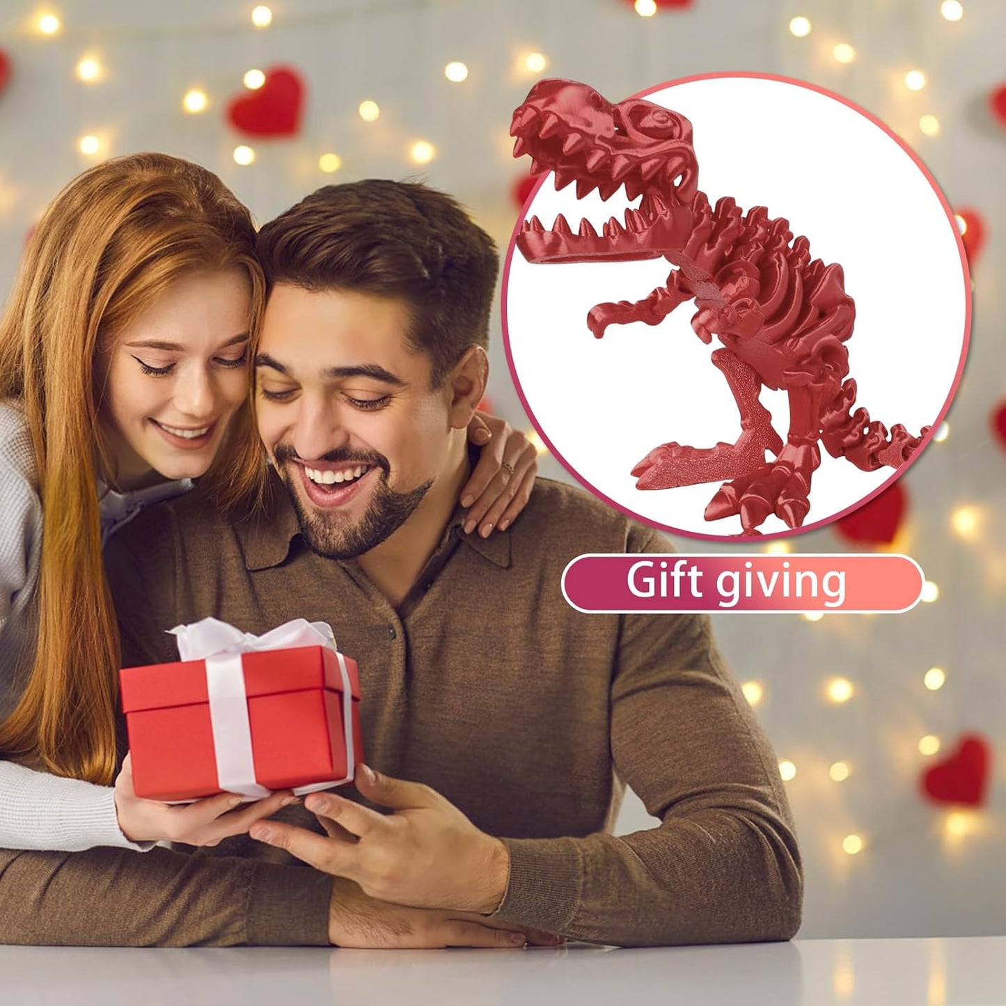 3D Printed Dinosaur Bones Tyrannosaurus Rex Skeleton with Movable Joints, 3D Model Skull T-Rex, Flexible Articulated Dinosaur Fidget Toys Adults for Autism/ADHD