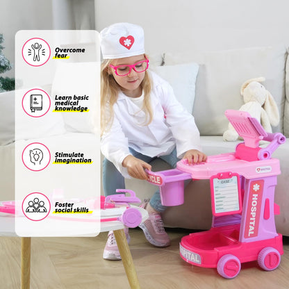 Liberry Toddlers Doctor Kit Toy for Girls Boys Ages 2 3 4 5, Pink