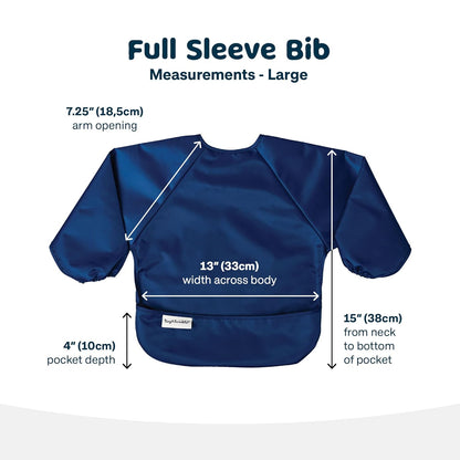 Tiny Twinkle Mess Proof Baby Bibs, 2pk Waterproof Smock Baby Bibs for Eating, Machine Washable Long Sleeve Bibs, Baby Led Weaning, Toddler Bibs, BLW Supplies (Grey Indigo, Large 2-4 Years)
