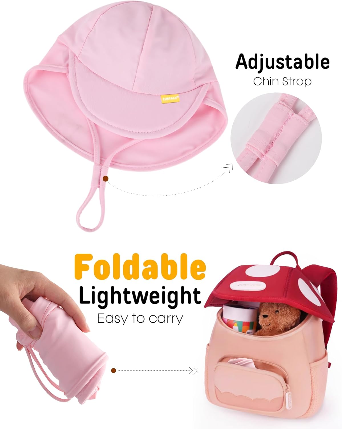 FURTALK Baby Sun Hat Summer Beach Hat UPF 50+ Adjustable Soft Baby Swim Hat with Neck Flap