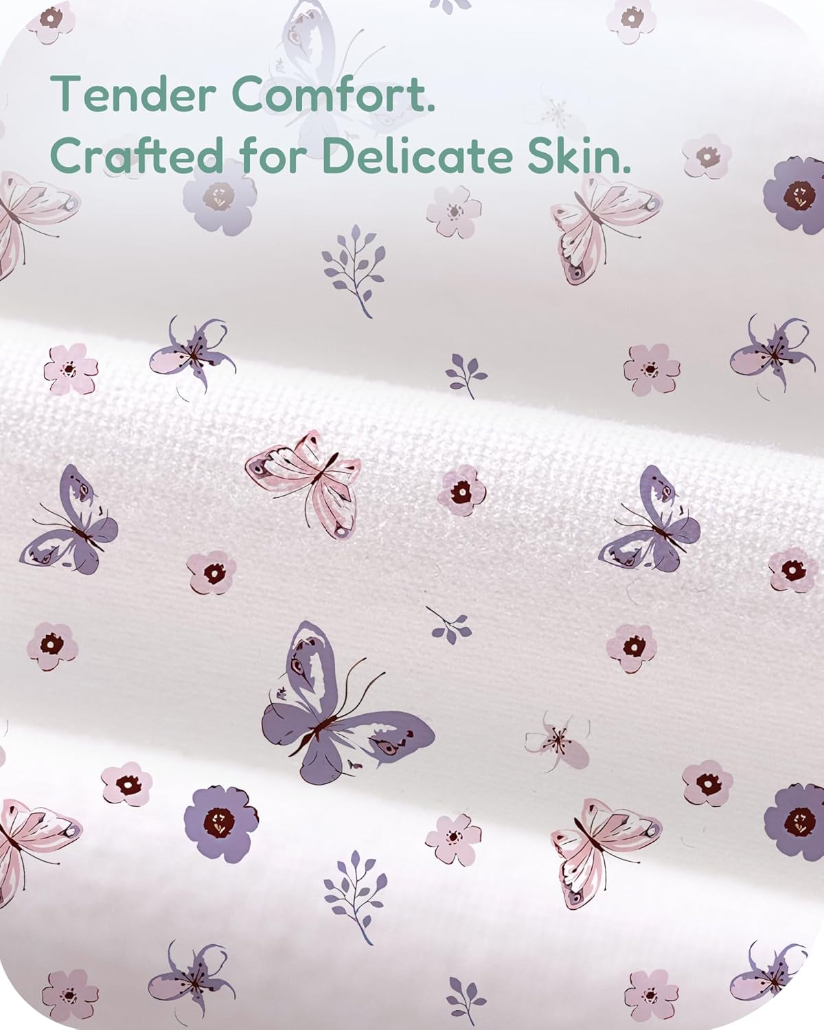 Pack and Play Sheets Fitted, Soft Purple+Butterflies, Hypoallergenic, Cozy and Safe, 2 Pack for