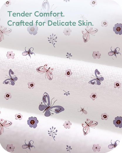 Pack and Play Sheets Fitted, Soft Purple+Butterflies, Hypoallergenic, Cozy and Safe, 2 Pack for