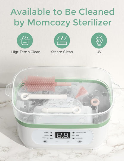 Momcozy Bottle Brush Set - Baby Bottle Cleaner Kit with Silicone Brush, Nipple Brush, Straw Brush