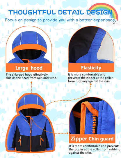 GEMYSE Toddler Boys Jacket Water repellent Baby Kids Windbreaker Jacket Fleece Toddler Coat Spring Fall Outerwear