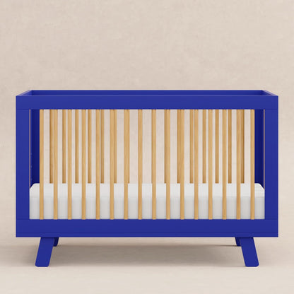 Babyletto Hudson 3-in-1 Convertible Baby Crib with Toddler Bed & Daybed Conversion - Strong, Durable & Easy to Assemble - GREENGUARD Gold Certified w/ 4 Adjustable Mattress Heights - Cobalt and Honey