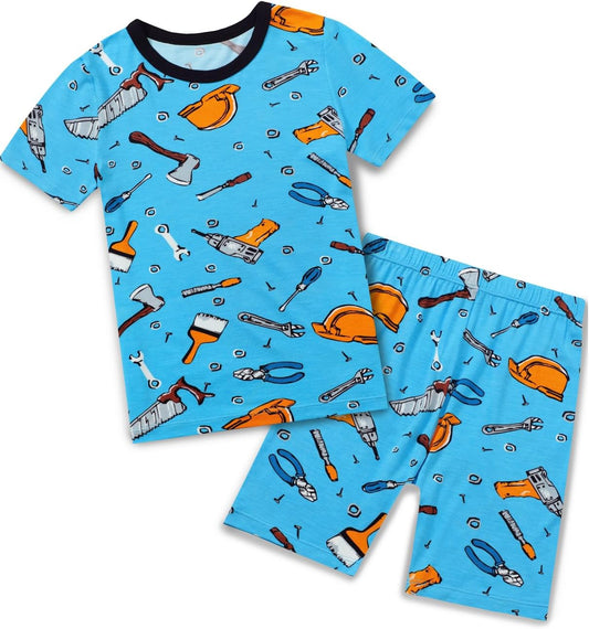 Bamboo Viscose Toddler Animal Pajamas Boys Girls Kids Cool Short Summer 12M-8Y Snug fit Pjs Set 2pcs