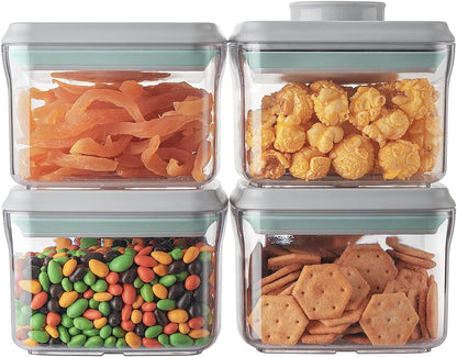 Ankou Airtight Container Set - (380ml 4 Pcs) Stackable One Button Openning Food Containers for