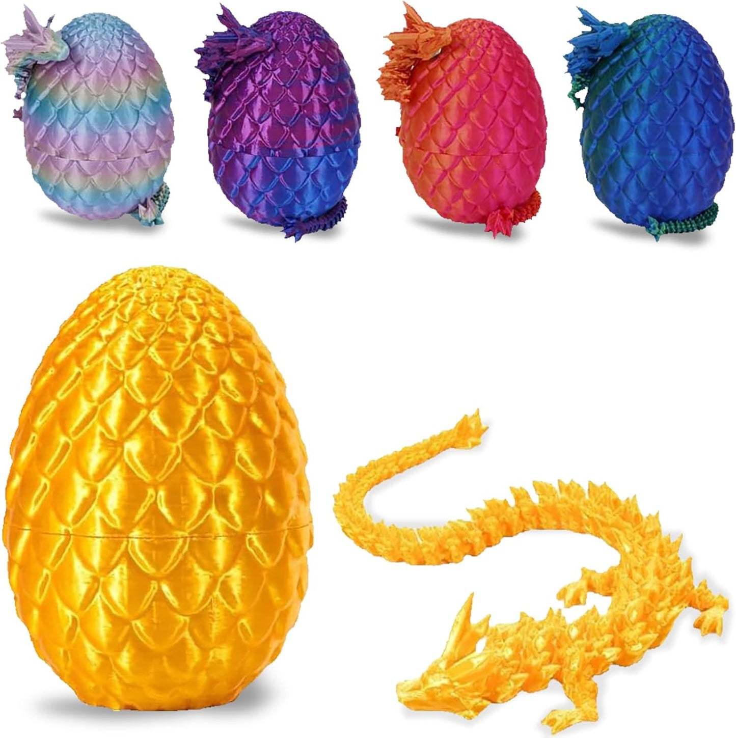 Cessfle 3D Printed Dragon in Egg, Crystal Dragon Eggs with Dragon Inside, Full Articulated Dragon Eggs 3D Dragon Toys, Mystery Dragon Egg for House of Dragon, 3D Printed Animals Fidget Toys