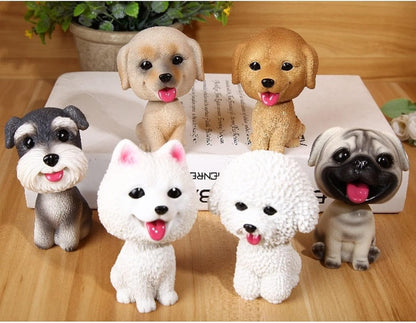 Resin Bobbing Head Dog Figurines Mini Bobblehead Puppy for Home Office Desk Car Dashboards Decor Ornaments (Labrador)