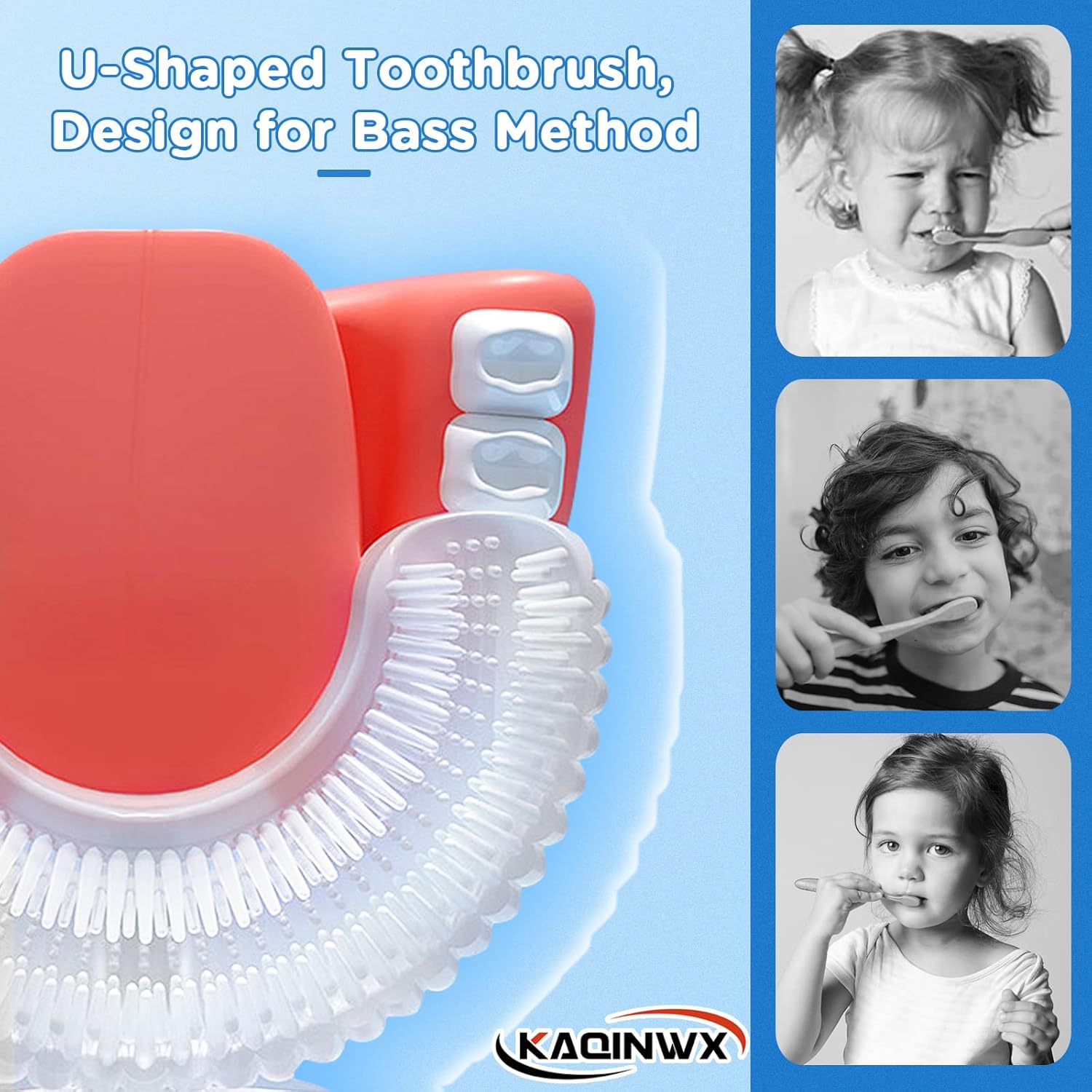 Kids U Shaped Electric Toothbrush for Age 2-12, Rechargeable Toddler Toothbrush with Smart Timer &