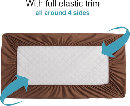 NTBAY 2 Pack Waterproof Crib Mattress Protector, Quilted 28"x52" Toddler Fitted Sheet - Machine
