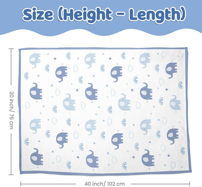 Elephant Minky Baby Blanket 30 x 40 Inches for Boys Girls, Soft Plush Receiving Blanket with Dotted