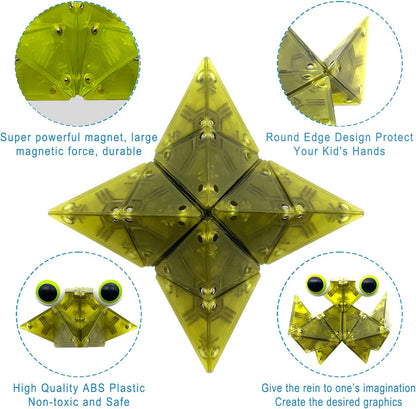 Magnetic Fidget Toys Desk Decor for Stress Relief, 22 Pcs Triangle Puzzle Magnet Fidget Balls Building Blocks for Teens & Adults, Girls, Boys (Yellow)