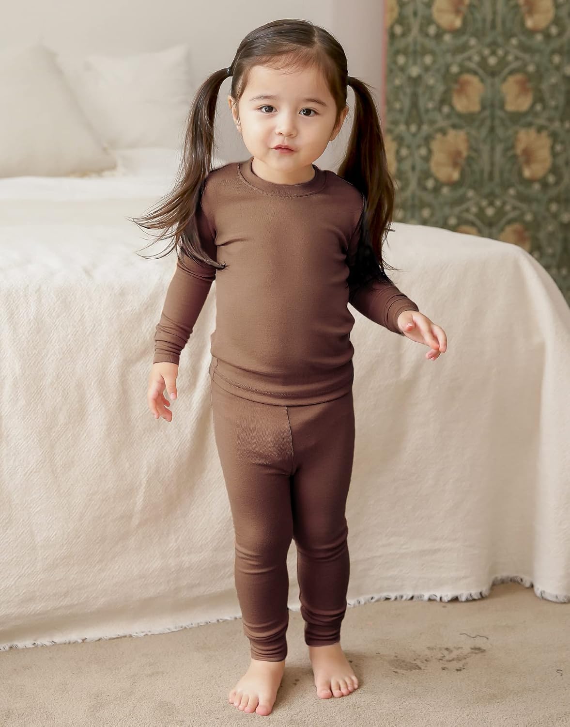 VAENAIT 6M-12Y Toddler Toddler Kids Toddler Girls Boys Soft Comfy Modal Tencel Solid Raglan Sleepwear Pajamas Pjs 2pcs Set