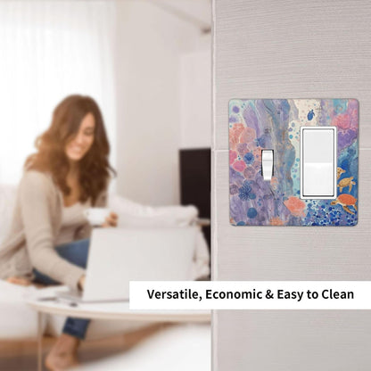 Turtle Coral Fish Watercolor Colorful Underwater World Outlet Covers 1 Toggle 1 Rocker Combination Decorative Wall Plate Electrical Switch Plates Light Switch Cover Plate for Kids Room Home Decor