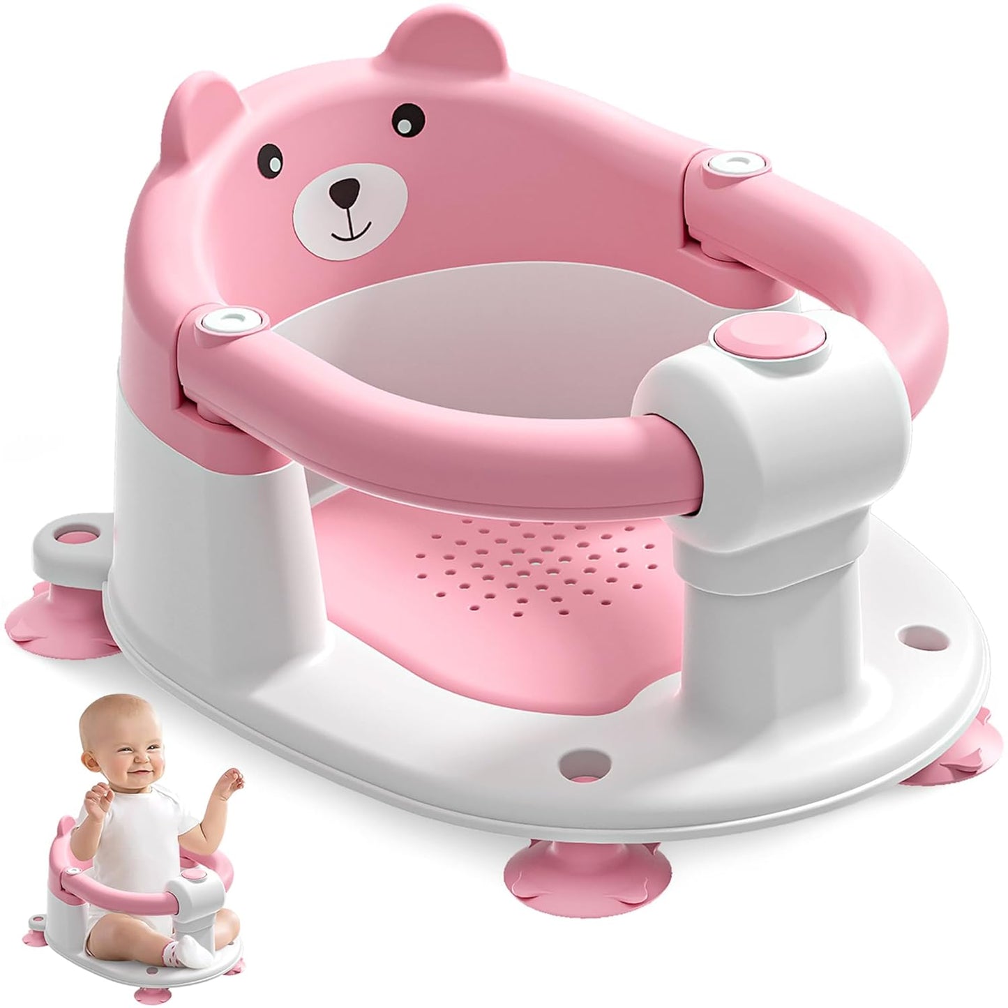 Baby Bath Seat for Babies 6 Months & up, Non-Slip Toddler Bath Seats for Babies Sitting Up, Safe