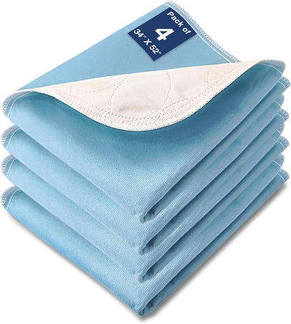 Bed Pads Washable Waterproof, 34" x 52" (4 Pack) Incontinence Bed Pads, Waterproof Bed Pad & Pee