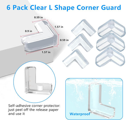 0.8 in x 16.4 FT,Edge Corner Protector Baby Proofing with 6 Corners,Soft Clear Furniture Table Corner Guard & Edge Safety Cabinet Door Bumper,Crib Bumpers,Window Sill Protector,Wall Protector