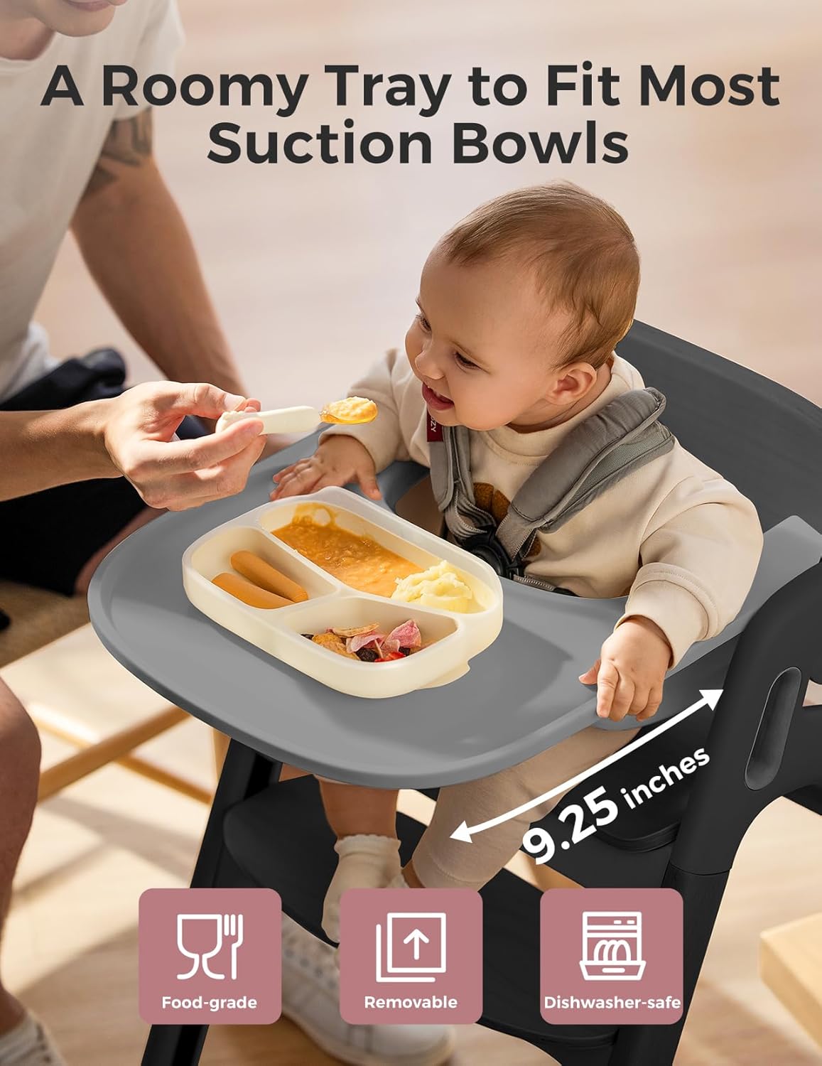 Momcozy DinerPal Wooden High Chair for Babies, Toddlers & Adults Up to 308 Lbs, Convertible Baby