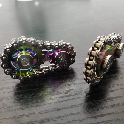 Sprocket Fidgets Chain Stainless Steel Fidget Cube Gears Linkage Bike Chain Novelty Fidget Block Kinetic Desk Toy Metal EDC Focus Meditation Break Bad Habits ADHD (Colorful)