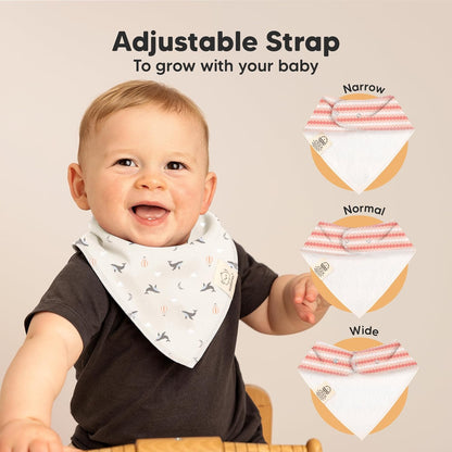 10-Pack Organic Baby Bandana Bibs for Girls - Super Absorbent Triangle Baby Bibs for Drooling and Teething Infant, 100% Cotton Extra Soft for Newborn, Infant 0-36 Months (Marine Muse)