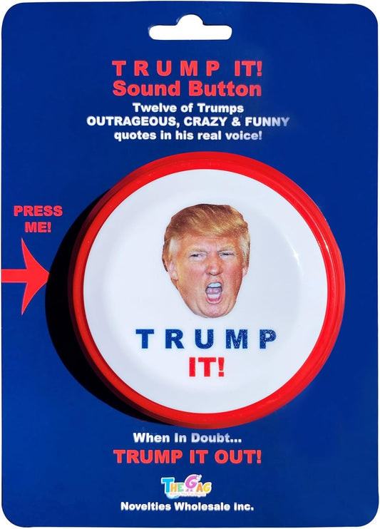 Talking Donald Trump Sound Button-12 Quotes in His REAL Voice-Funny Trump Gift for Men, Women, 2024, Political Gifts for Desk, Office and Home. Republican or Democrat