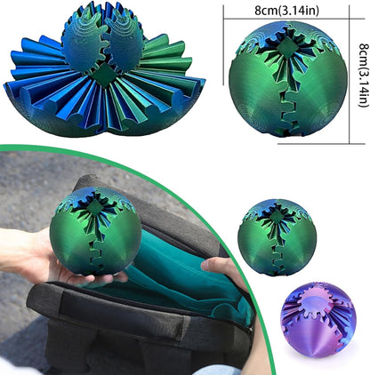 Gear Ball - 3D Printed Gear Ball Spin Ball or Cube Fidget Toy, Gear Sphere, Gear Ball Gearball Fidget Toy, Stress Ball, GearSphere Desk Toy, Fidget Ball, Gear Toy for Stress and Anxiety Relaxing