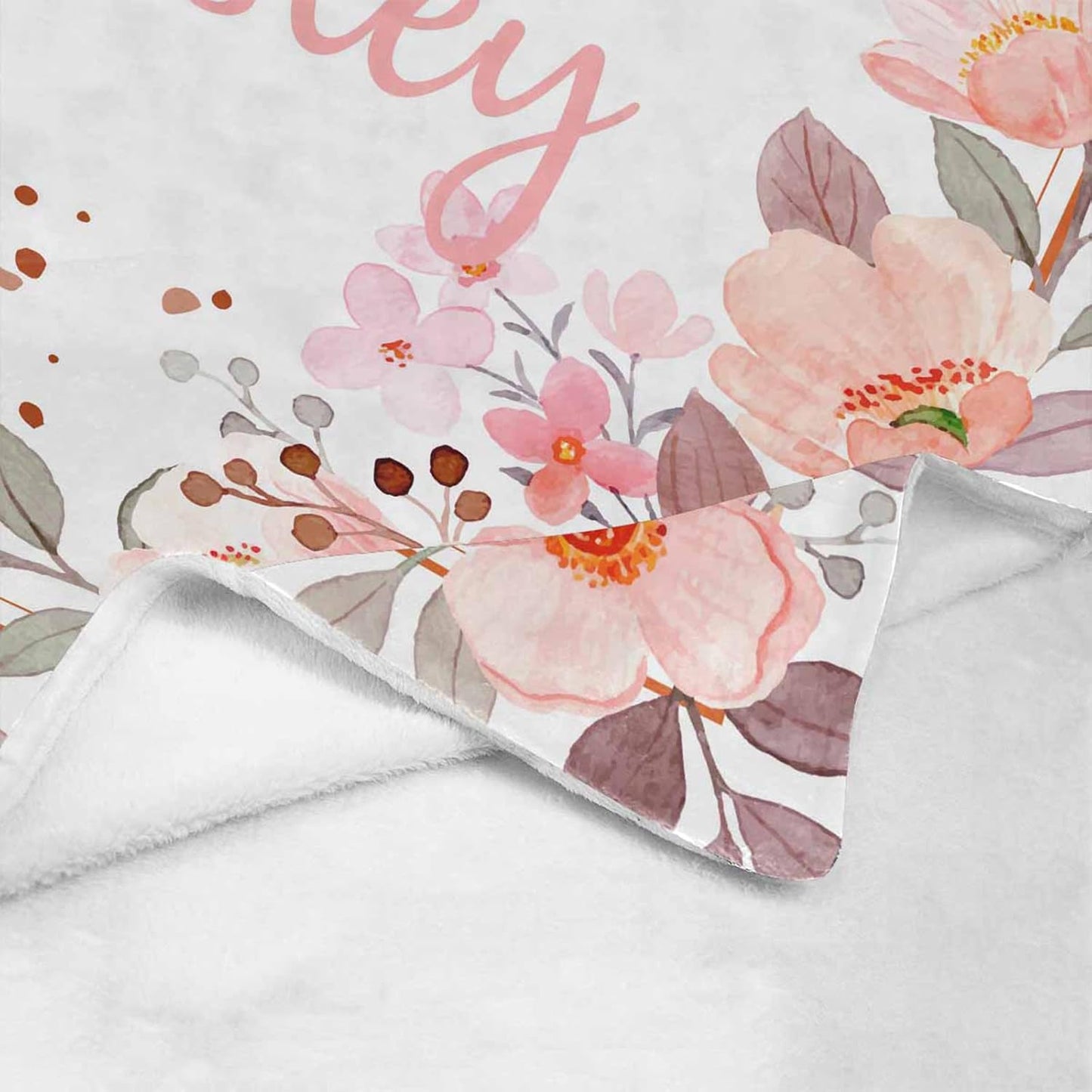 Personalized Baby Blanket with Name, Custom Floral Name Blanket Toddler Girls Soft Flannne Receiving Blankets Customized Memorial Gift for Infant Newborn Shower