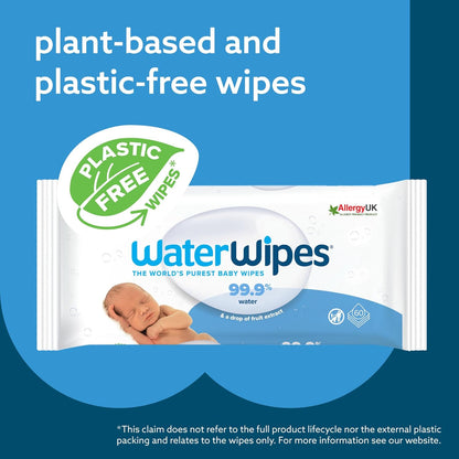 WaterWipes Sensitive+ Newborn & Baby Wipes, 3-In-1 Cleans, Cares, Protects, 99.9% Water, Unscented
